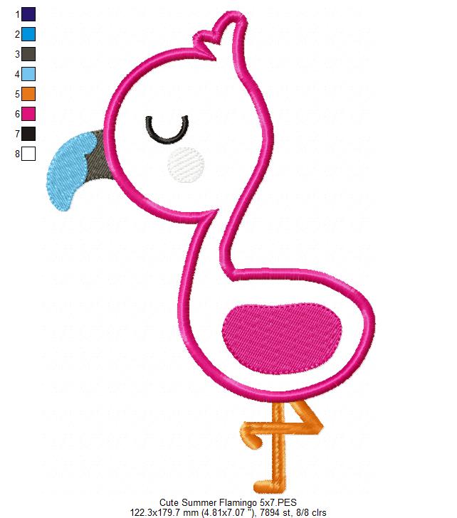 Cute Summer Flamingo - Applique