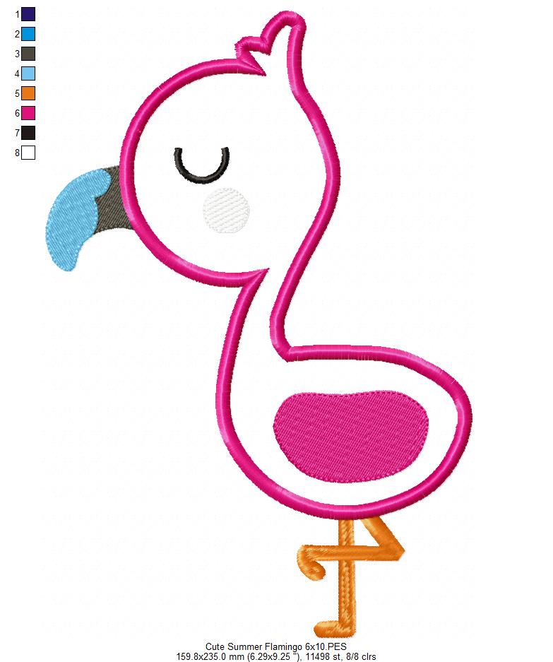 Cute Summer Flamingo - Applique