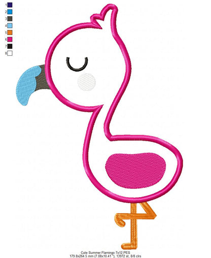 Cute Summer Flamingo - Applique