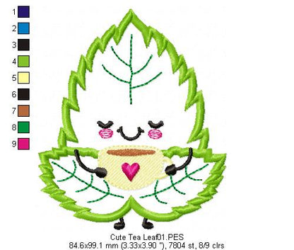Cute Tea Leaf - Applique