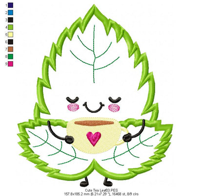 Cute Tea Leaf - Applique