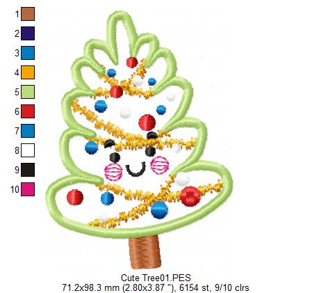 Christmas Tree Cute - Applique