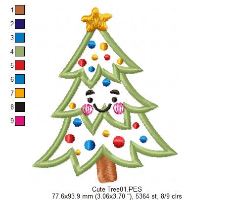 Christmas Tree Cute - Applique