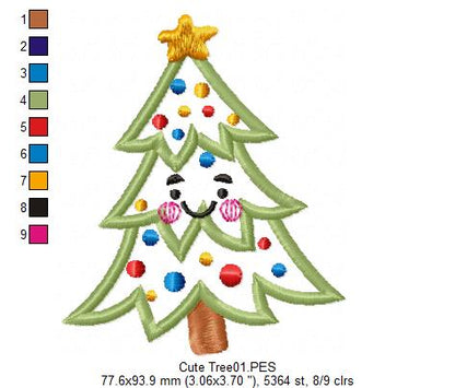 Christmas Tree Cute - Applique