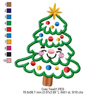 Christmas Tree Happy - Applique