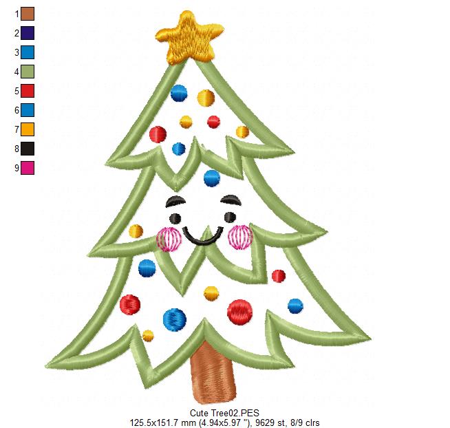 Christmas Tree Cute - Applique
