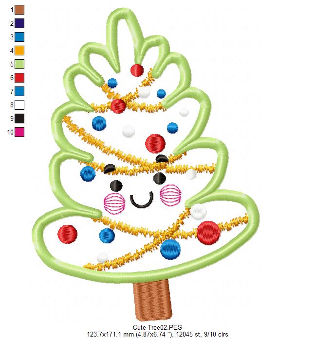 Christmas Tree Cute - Applique