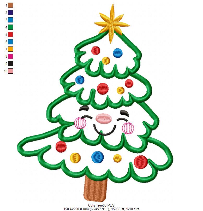 Christmas Tree Happy - Applique