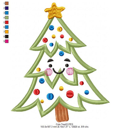 Christmas Tree Cute - Applique