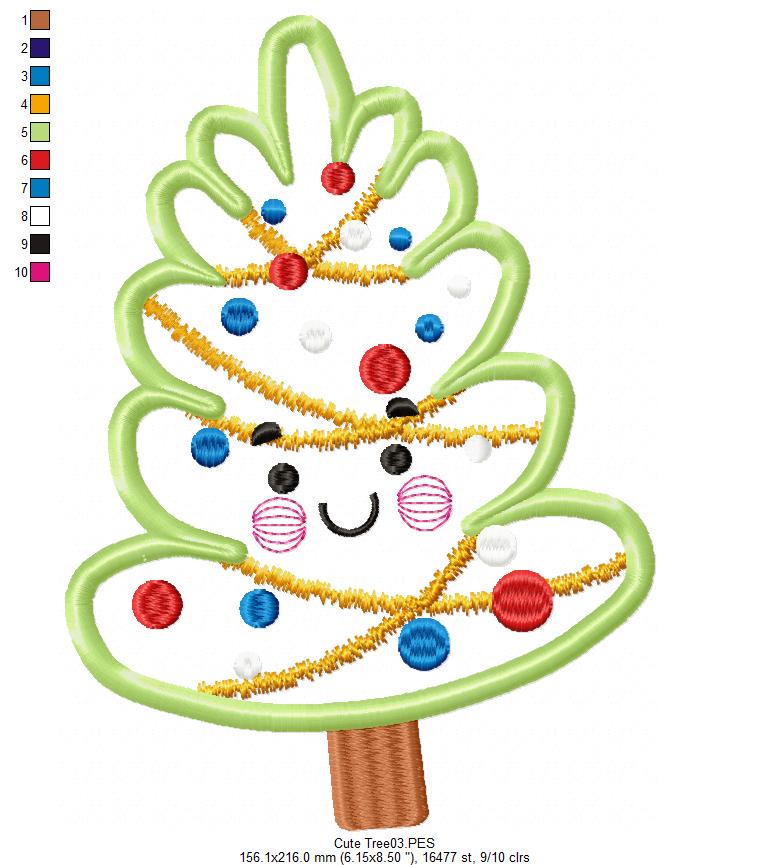 Christmas Tree Cute - Applique