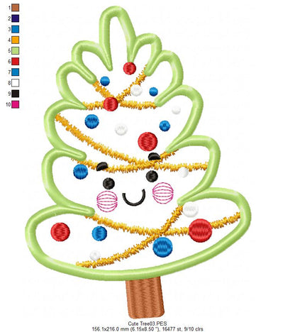 Christmas Tree Cute - Applique