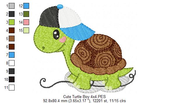 Cute Turtle Boy - Applique