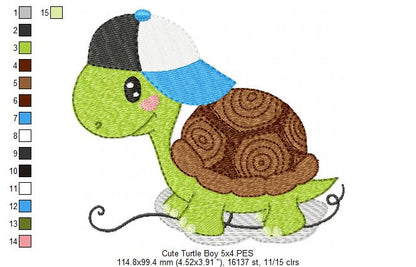 Cute Turtle Boy - Applique