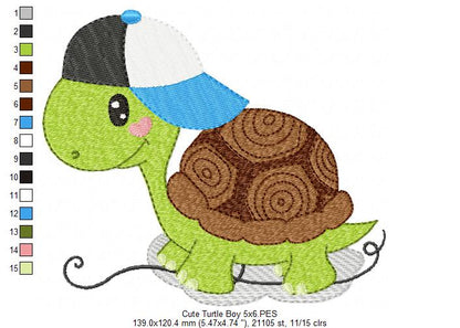 Cute Turtle Boy - Applique