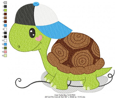 Cute Turtle Boy - Applique