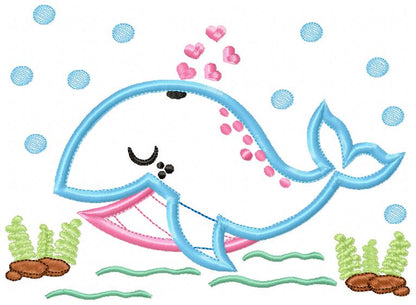 Cute Whale - Applique Embroidery