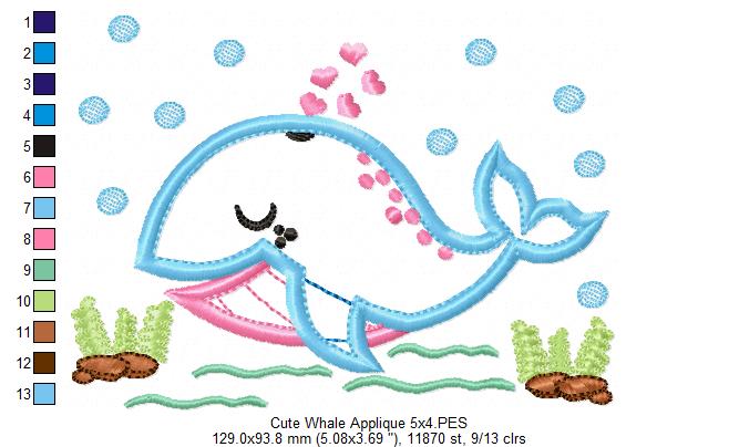 Cute Whale - Applique Embroidery