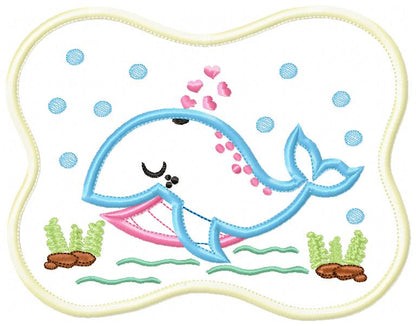 Cute Whale Frame - Applique