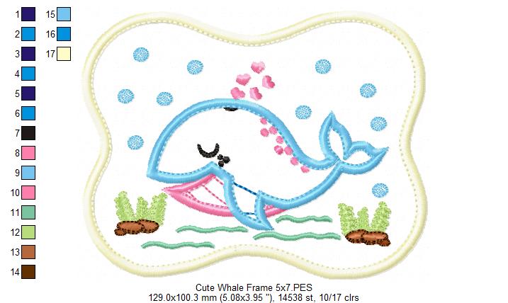 Cute Whale Frame - Applique