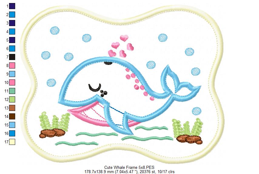 Cute Whale Frame - Applique