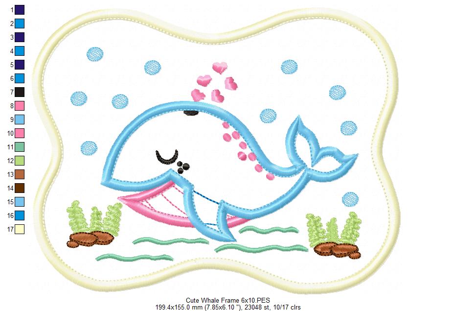 Cute Whale Frame - Applique