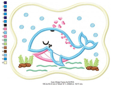 Cute Whale Frame - Applique