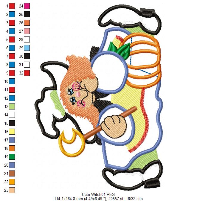Cute Halloween Witch - Applique