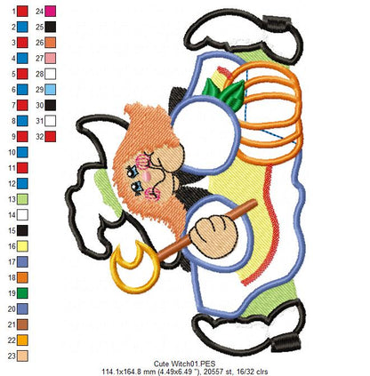 Cute Halloween Witch - Applique
