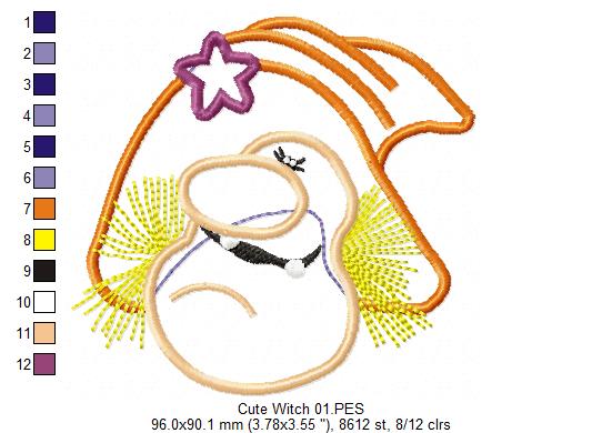 Halloween Witch with Star - Applique