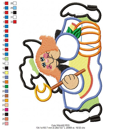 Cute Halloween Witch - Applique