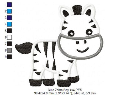 Cute Zebra Boy and Girl - Aplique - Set of 2 designs