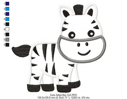 Cute Zebra Boy and Girl - Aplique - Set of 2 designs