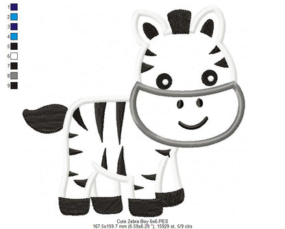 Cute Zebra Boy and Girl - Aplique - Set of 2 designs