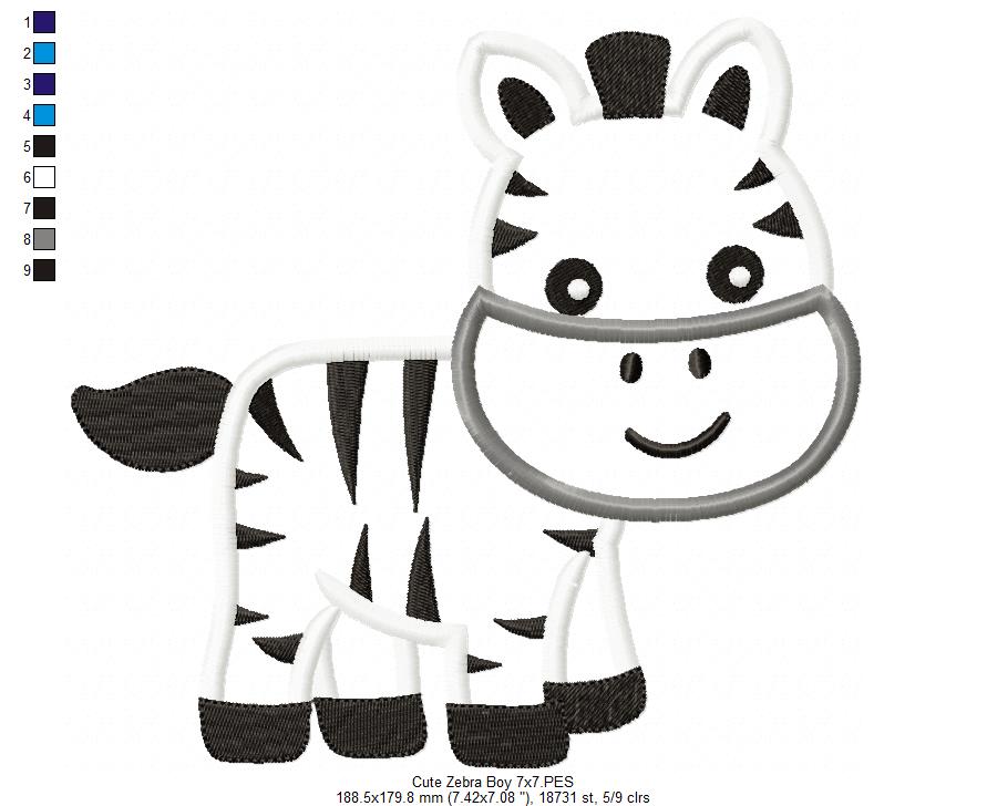 Cute Zebra Boy - Aplique