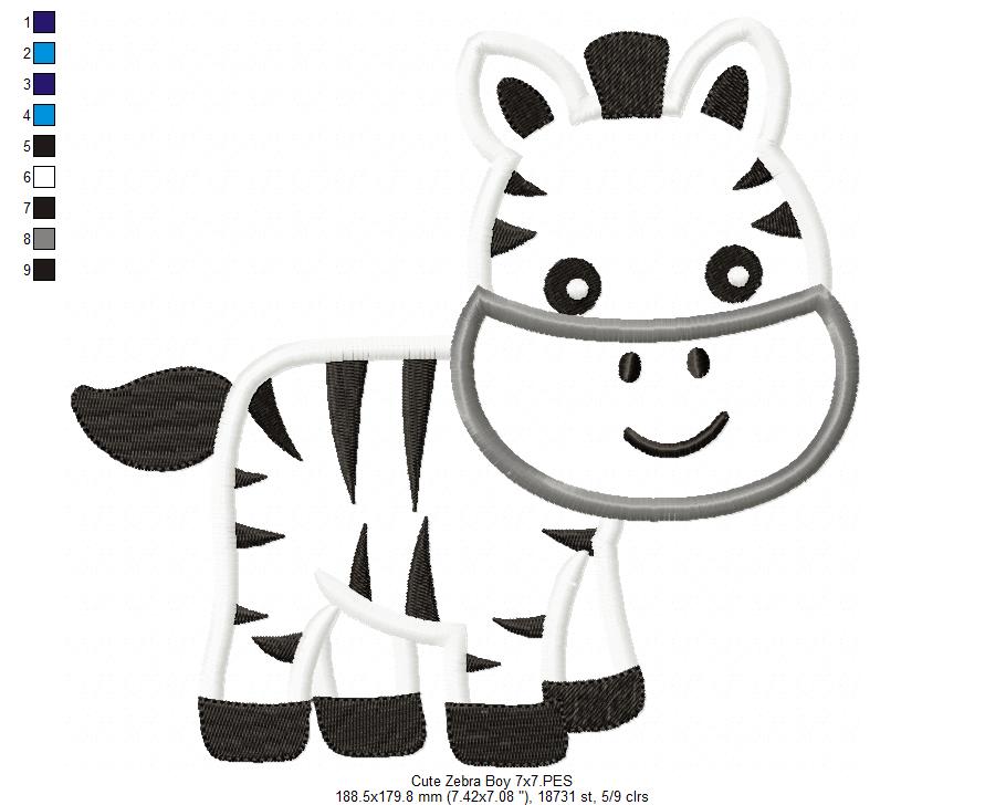 Cute Zebra Boy and Girl - Aplique - Set of 2 designs