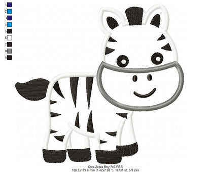 Cute Zebra Boy and Girl - Aplique - Set of 2 designs