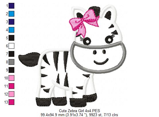 Cute Zebra Girl - Aplique