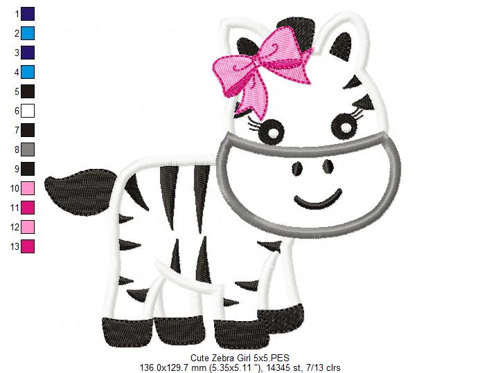Cute Zebra Girl - Aplique