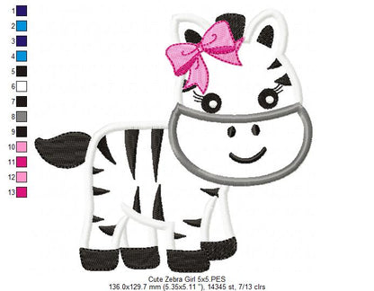 Cute Zebra Girl - Aplique