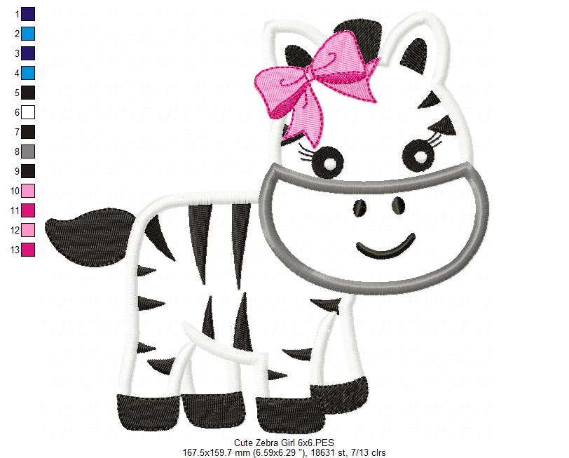 Cute Zebra Girl - Aplique