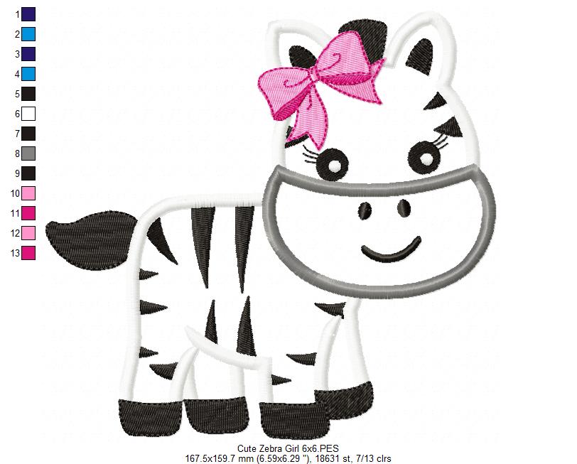 Cute Zebra Boy and Girl - Aplique - Set of 2 designs