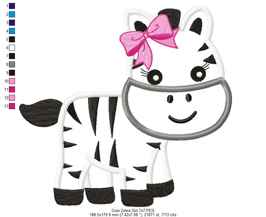 Cute Zebra Girl - Aplique