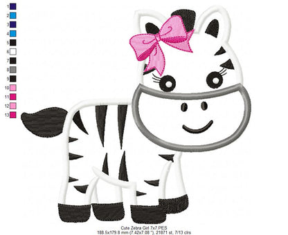 Cute Zebra Boy and Girl - Aplique - Set of 2 designs