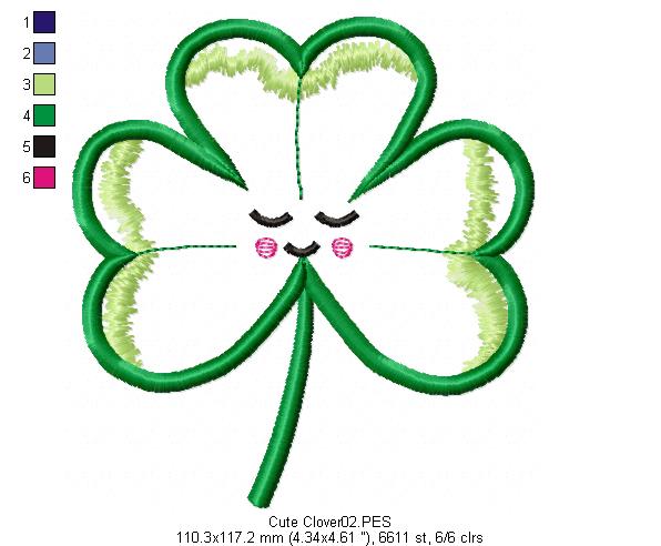 Cute Clover - Applique - Machine Embroidery Design