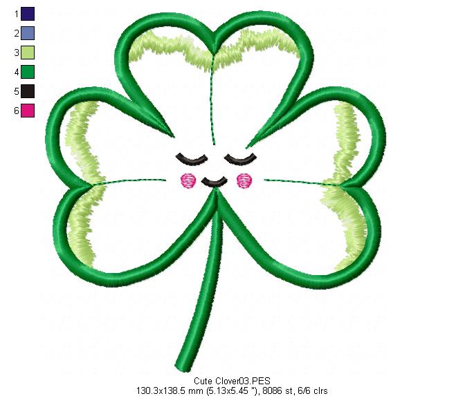 Cute Clover - Applique - Machine Embroidery Design