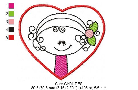 Cute Girl  - Machine Embroidery Design