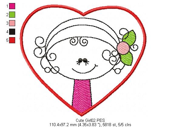Cute Girl  - Machine Embroidery Design