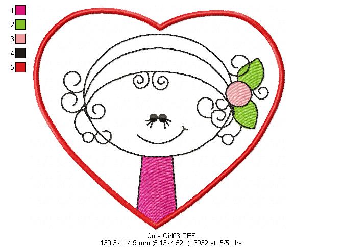 Cute Girl  - Machine Embroidery Design