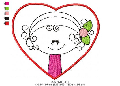 Cute Girl  - Machine Embroidery Design