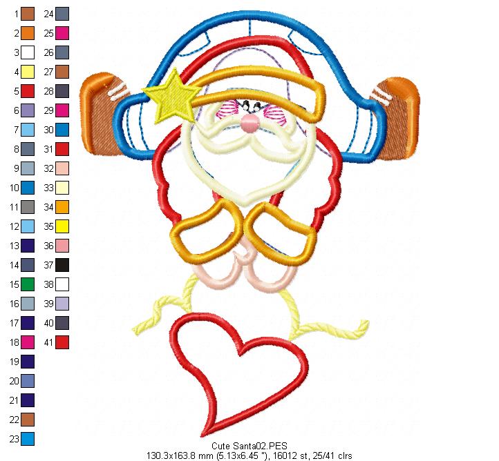 Cute Santa Claus - Applique - Machine Embroidery Design